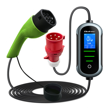 Mobilná nabíjačka Qoltec pre elektromobily s reguláciou 2v1 Typ2  11kW  400V   Wi-Fi  TUYA  SMART LIFE  LCD  Prenosná  Wallbox - 5m
